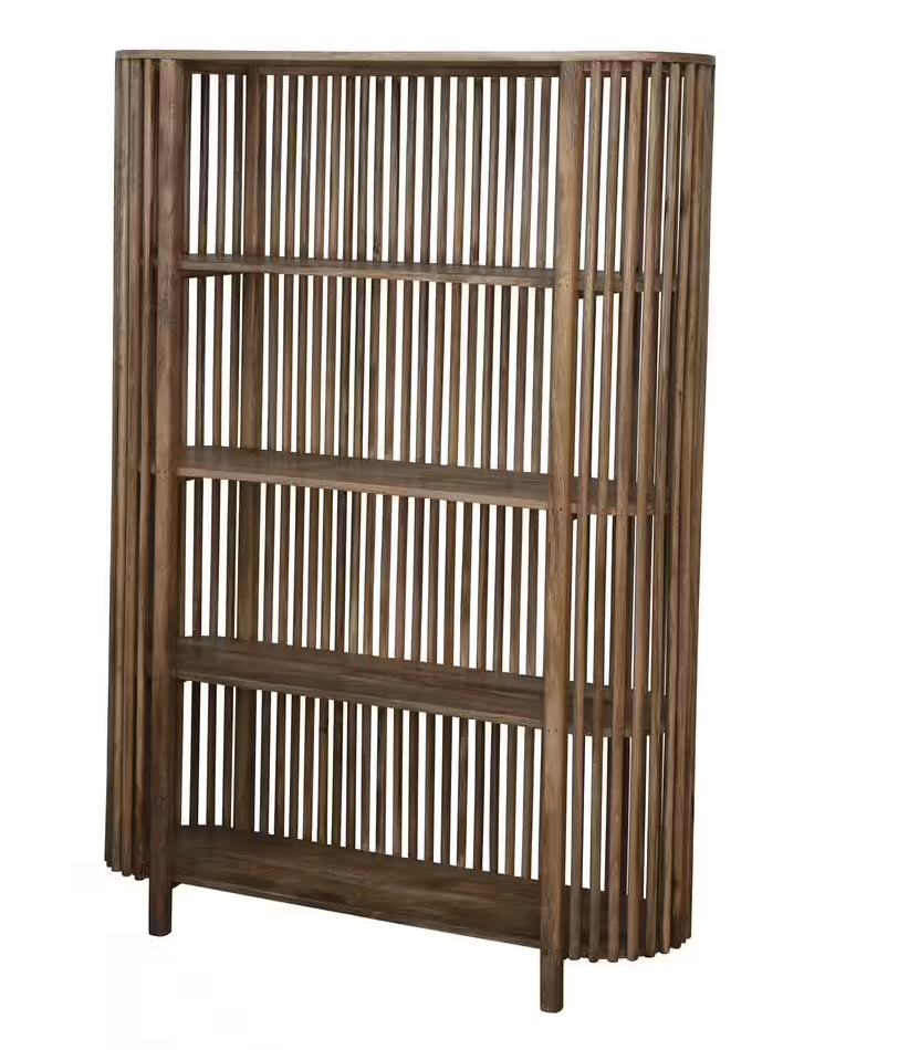 Wood 4 Shelf Slatted Bookcase