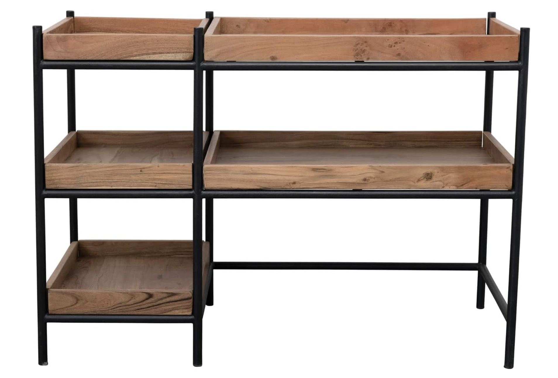 Wood and Metal Console Table with 5 Removable Shelves