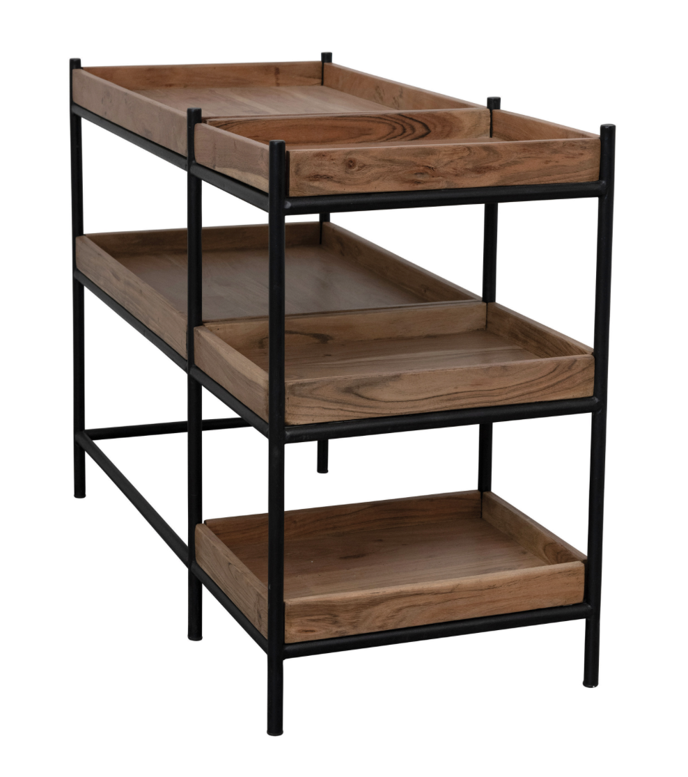 Wood and Metal Console Table with 5 Removable Shelves