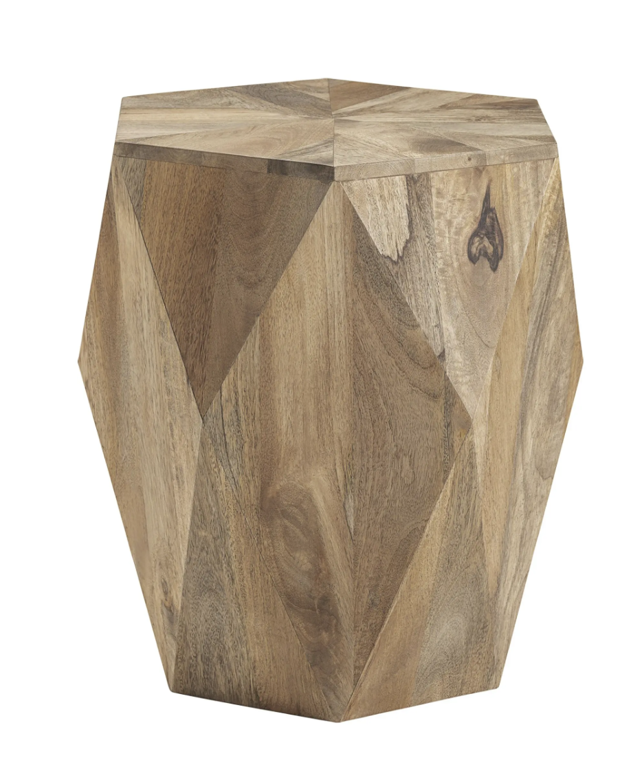 Geometric Wood Side Table