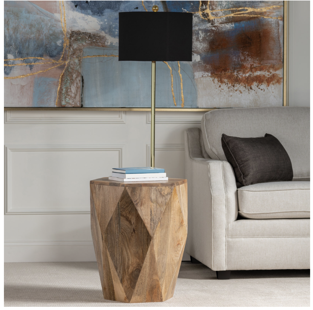 Geometric Wood Side Table