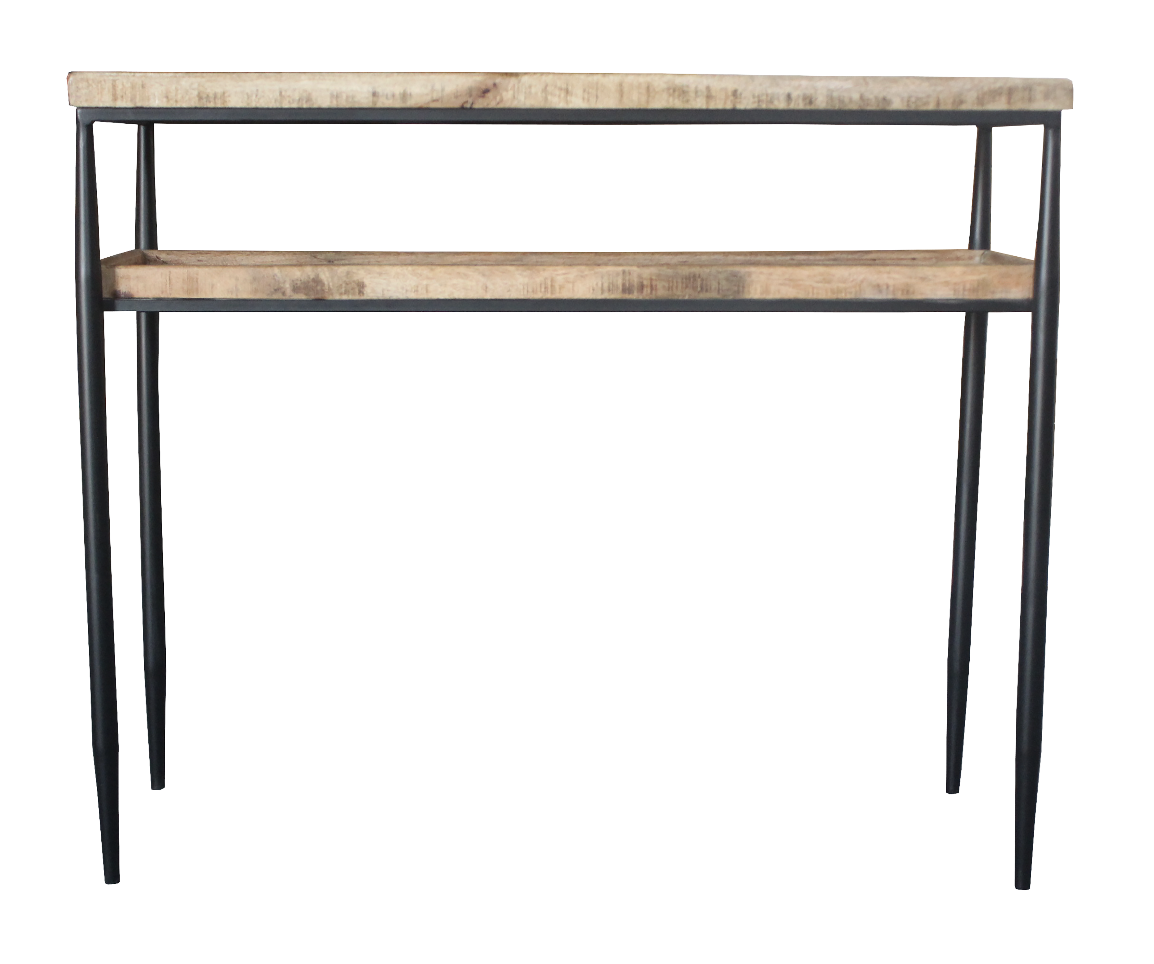 Wood & Metal 2-Tier Console Table