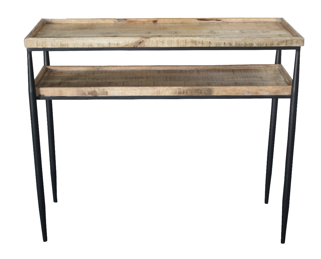 Wood & Metal 2-Tier Console Table