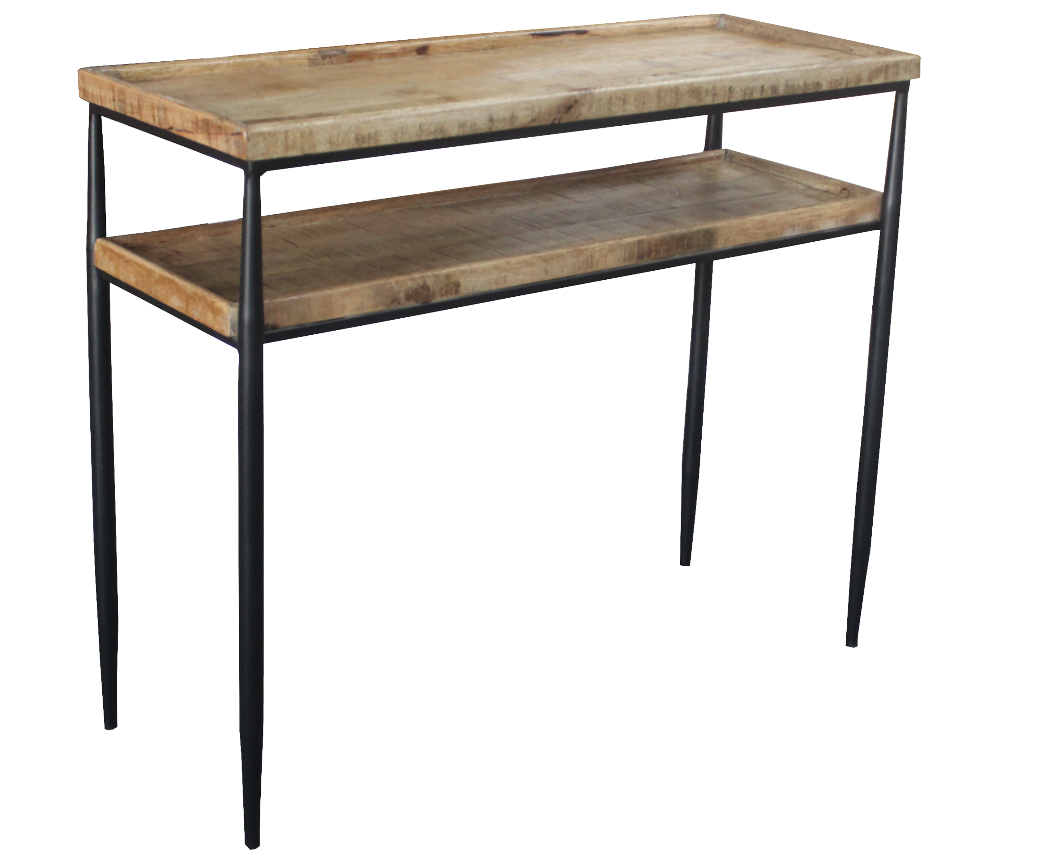 Wood & Metal 2-Tier Console Table