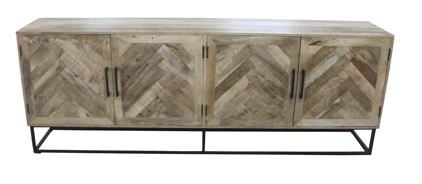 Geometric 4 Door Wood Sideboard 