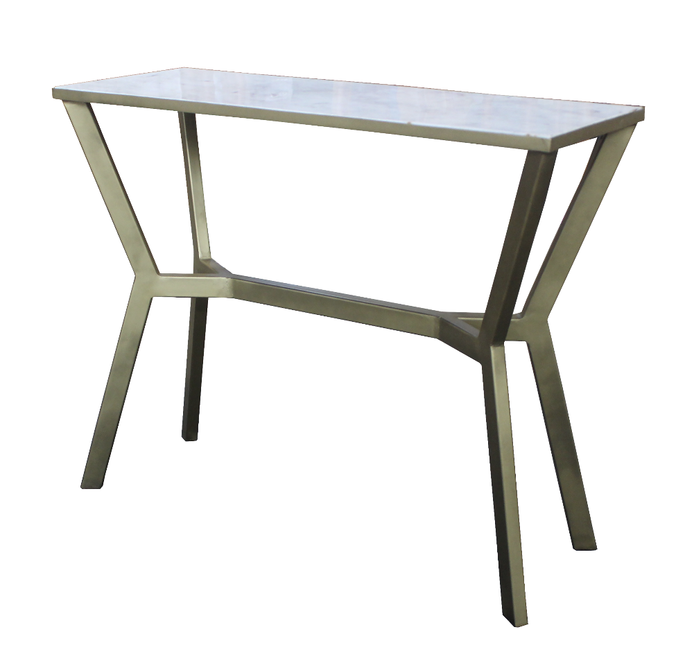 White Marble Console Table with Steel Base