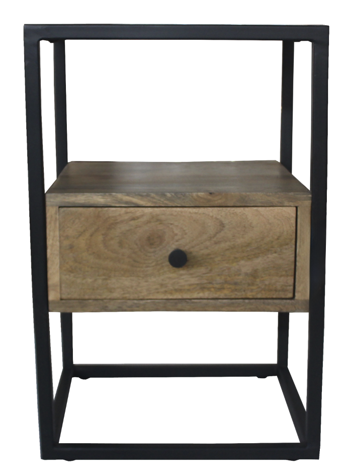 Wood and Steel Side Table 