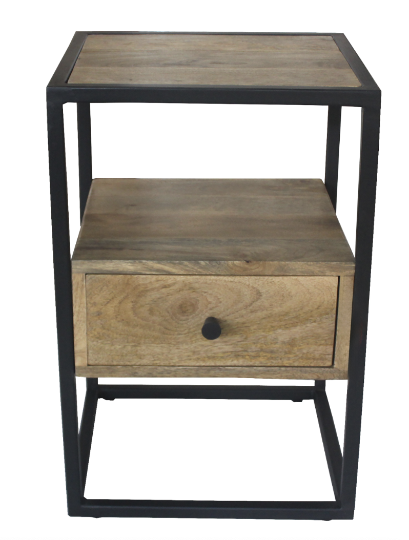 Wood and Steel Side Table 