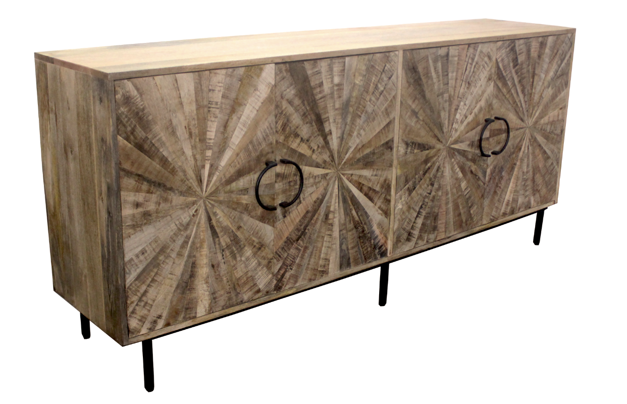 Wood Starburst 4 Door Sideboard