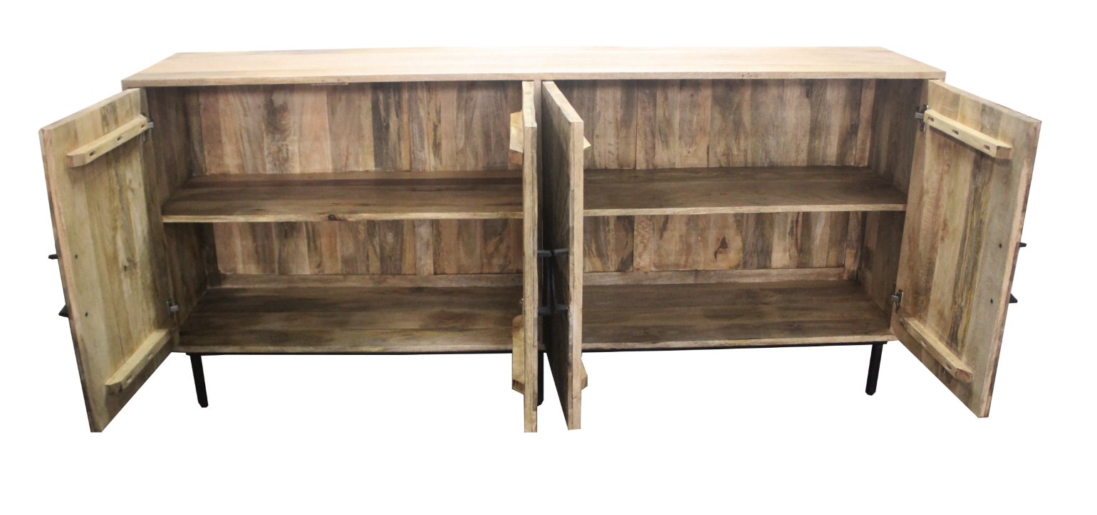 Wood Starburst 4 Door Sideboard