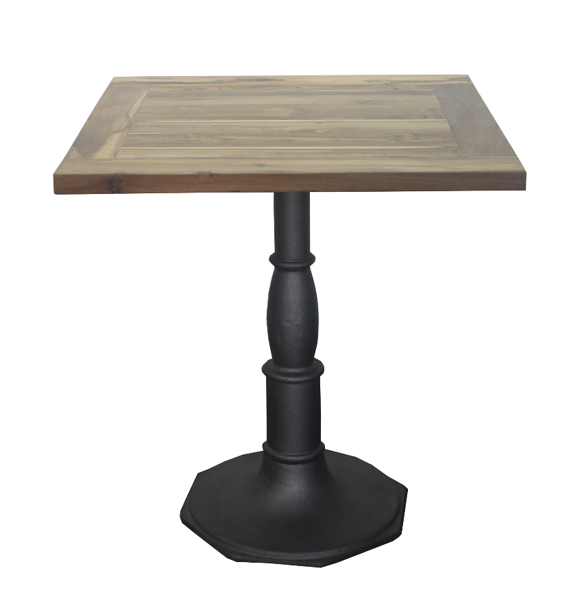 Wood Top Table with Cast Iron Base 