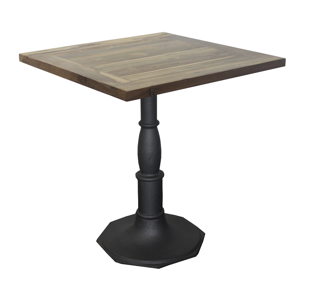 Wood Top Table with Cast Iron Base 