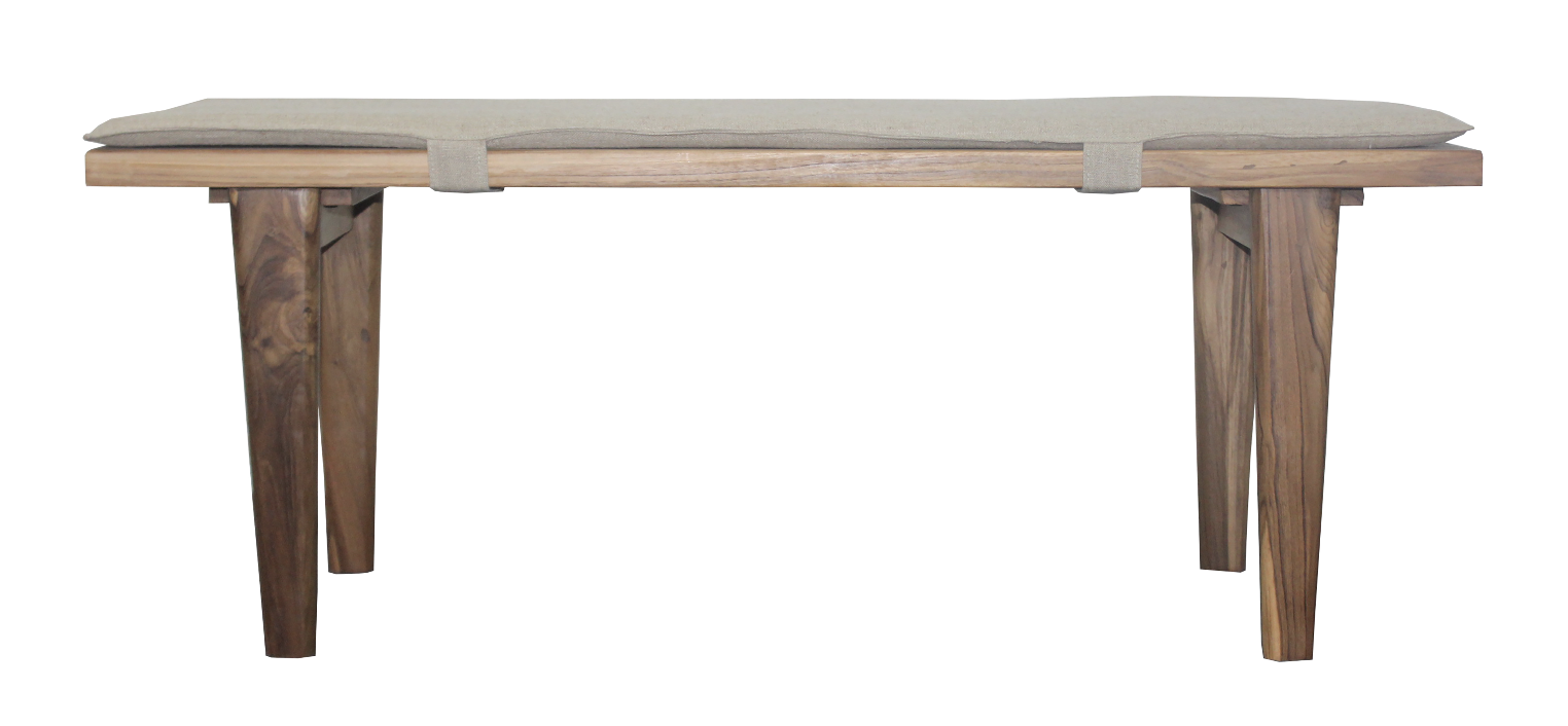 Teak Bench with Upholstered Seat 