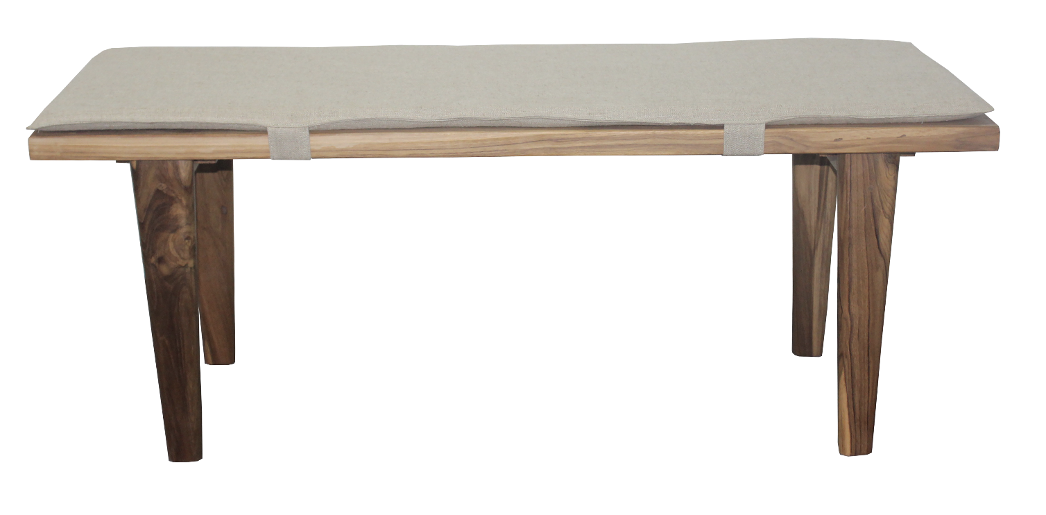 Teak Bench with Upholstered Seat 