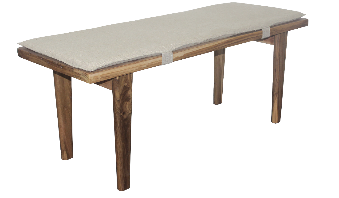Teak Bench with Upholstered Seat 