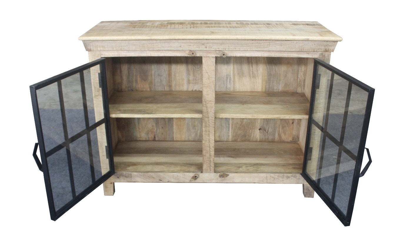Wood Sideboard with Glass Doors 