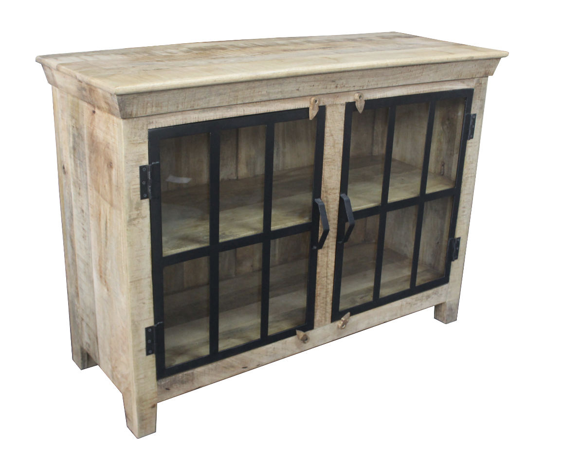 Wood Sideboard with Glass Doors 