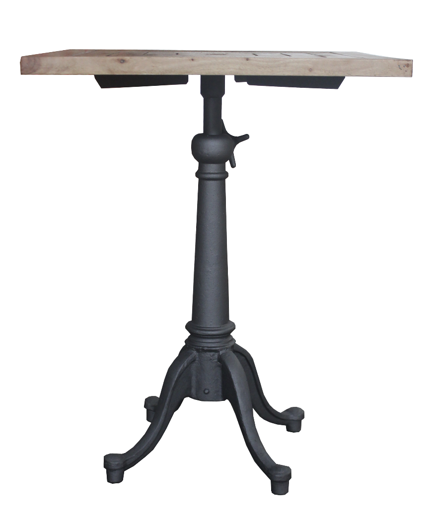 Wood Top Side Table with Cast Iron Base 