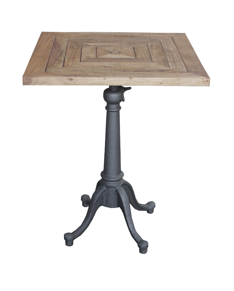 Wood Top Side Table with Cast Iron Base 