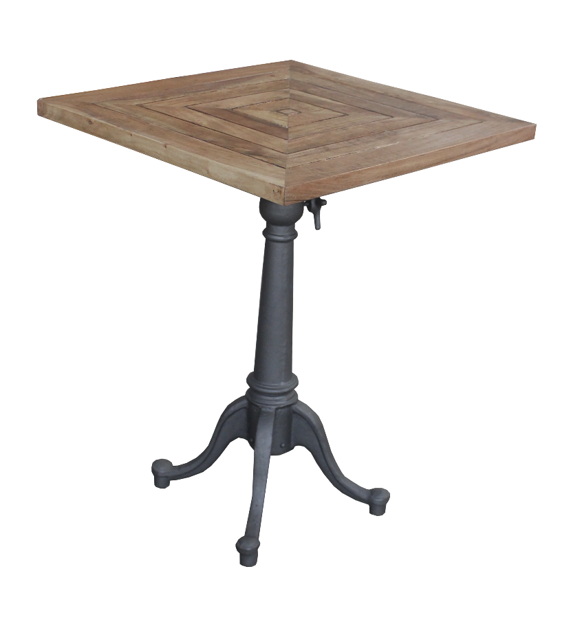 Wood Top Side Table with Cast Iron Base 