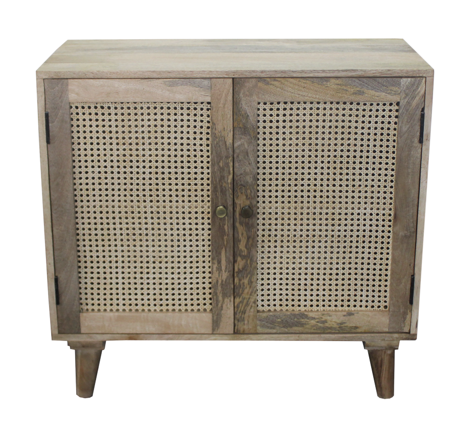 Wood Sideboard with Rattan Doors 