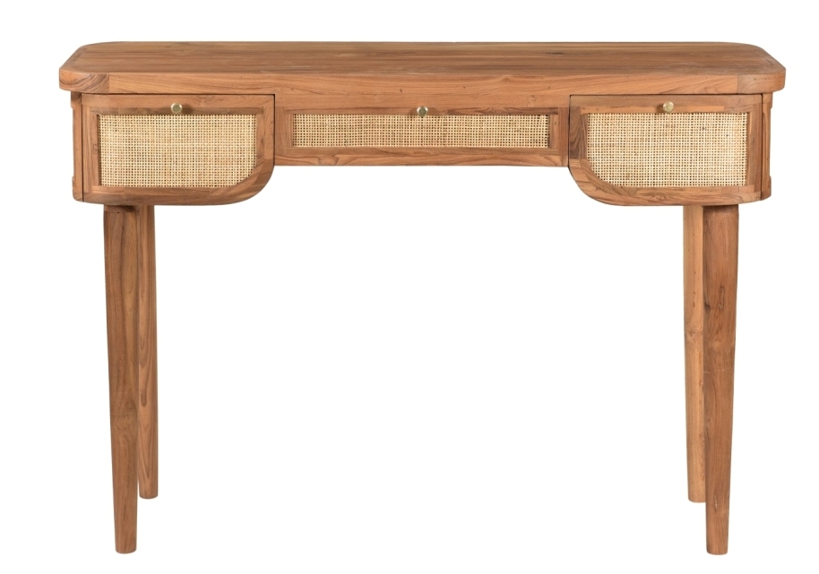 Wood and Rattan Desk / Vanity 