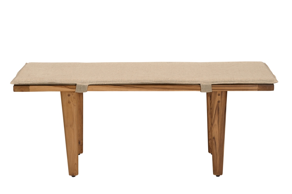 Teak Bench with Upholstered Seat 