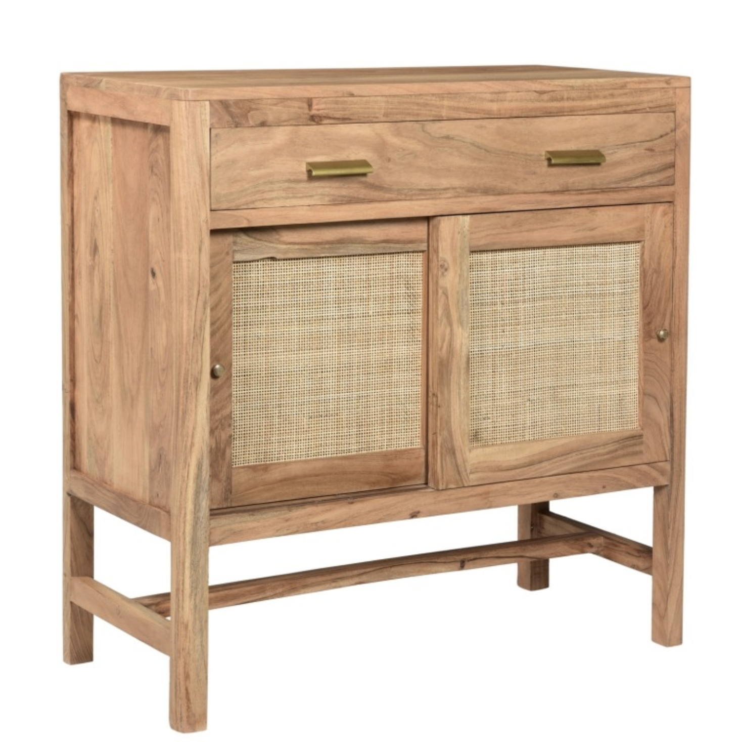 Wood Sideboard with Rattan Sliding Doors and Drawer