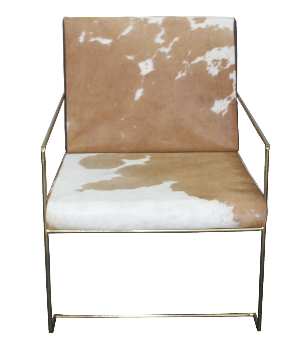 Cowhide Lounge Chair With Gold Steel Frame 