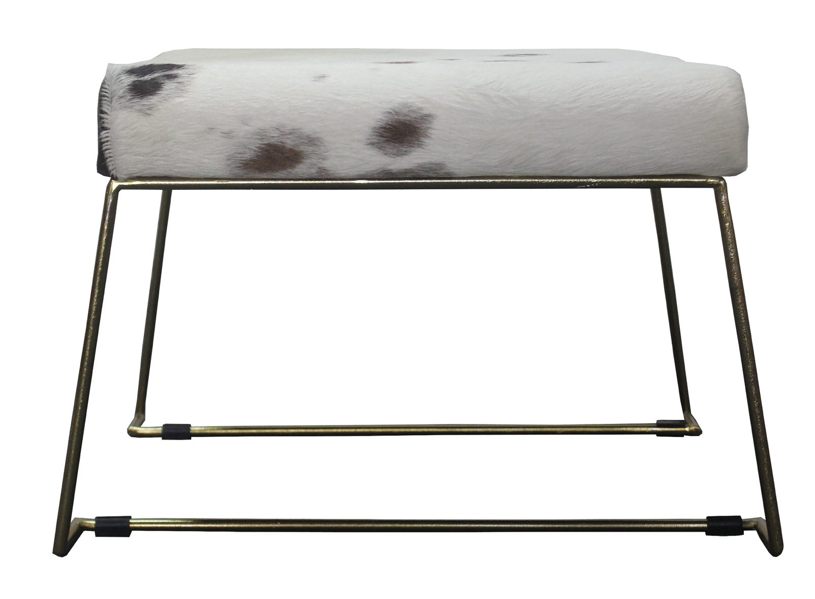 Cowhide Foot Stool With Gold Steel Frame