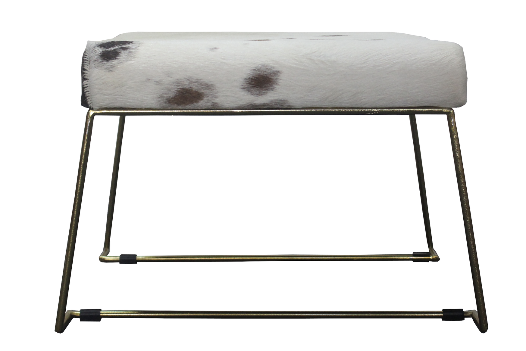 Cowhide Foot Stool With Gold Steel Frame