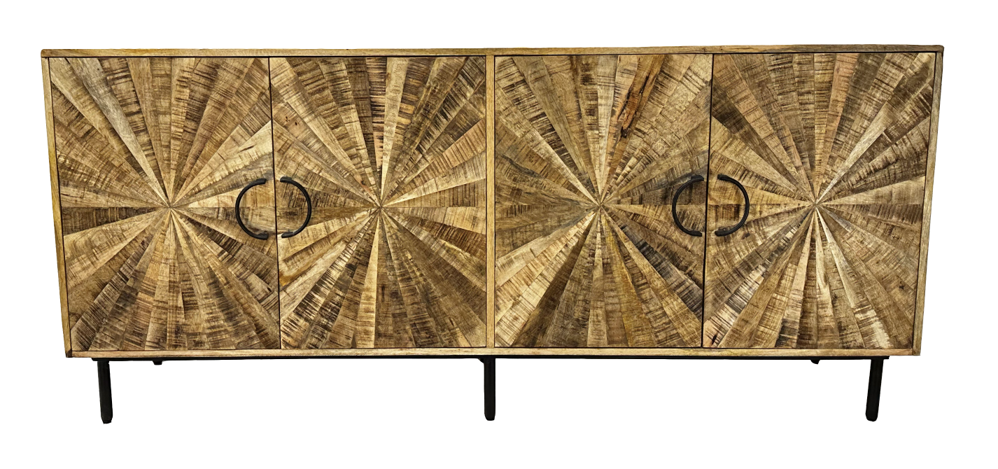 Wood Starburst 4 Door Sideboard