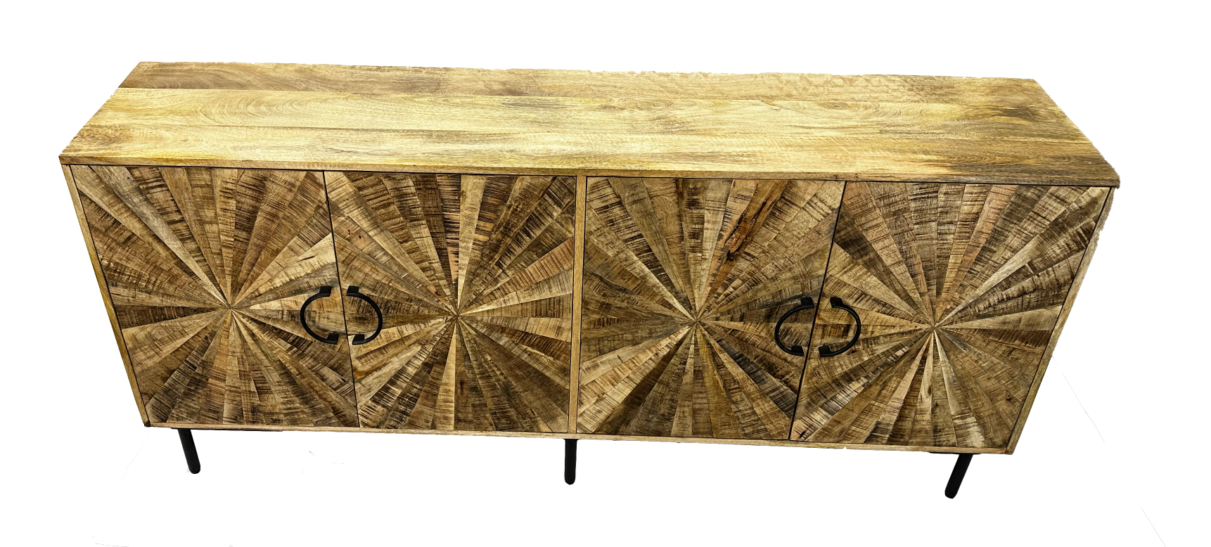 Wood Starburst 4 Door Sideboard