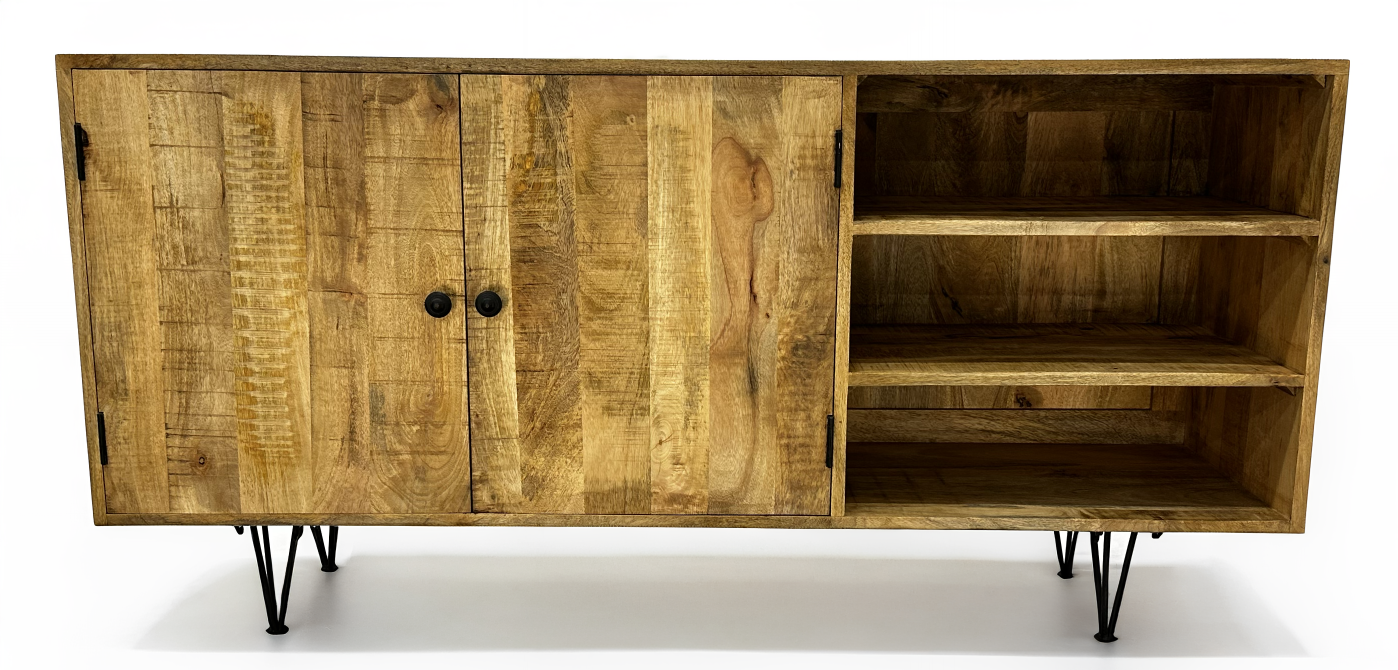 Wood TV Stand / Sideboard with Steel Legs