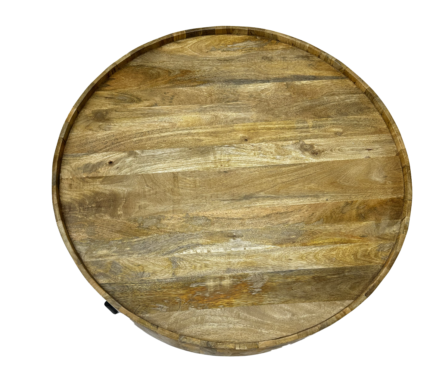 Round Wood Coffee Table with Steel Base 