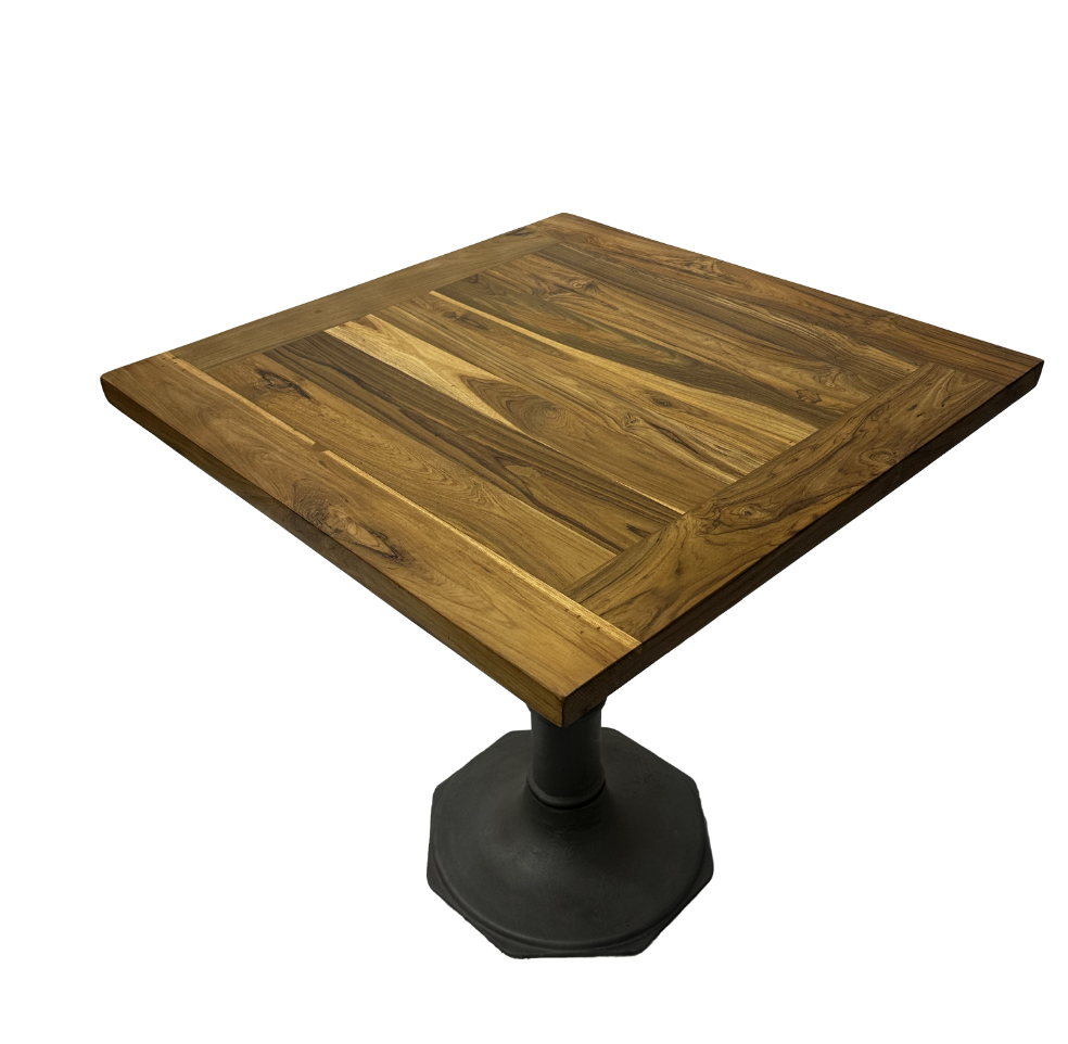 Wood Top Table with Cast Iron Base 