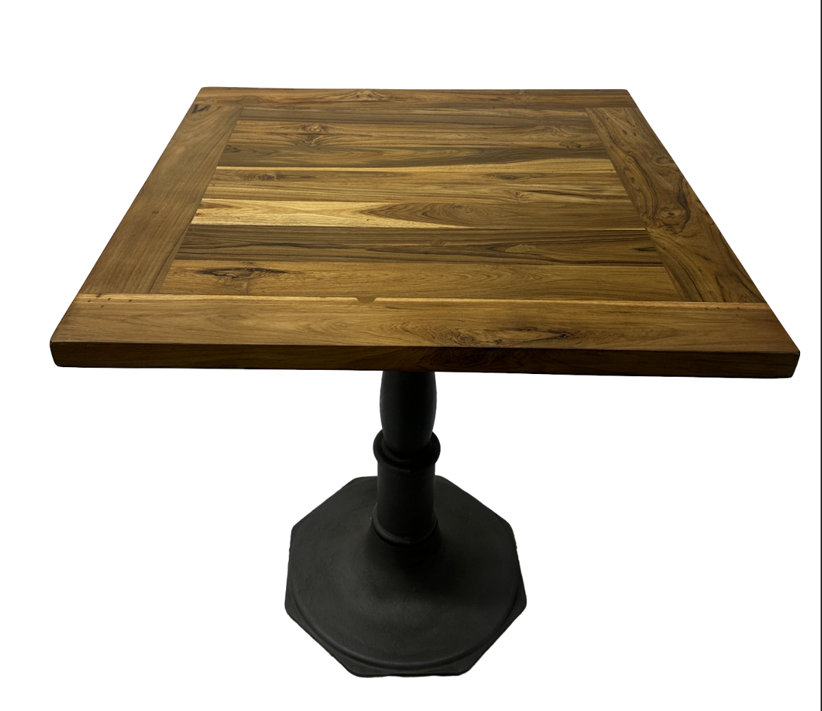 Wood Top Table with Cast Iron Base 