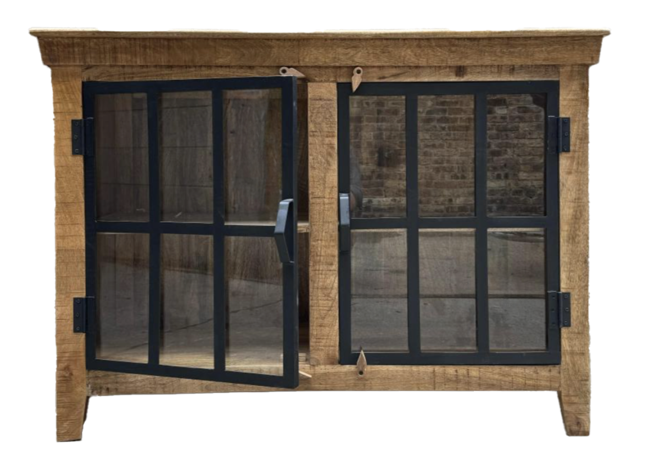 Wood Sideboard with Glass Doors 