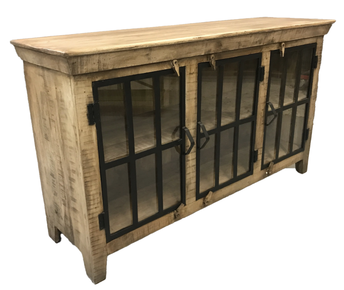 Wood 3 Door Sideboard with Glass Doors 