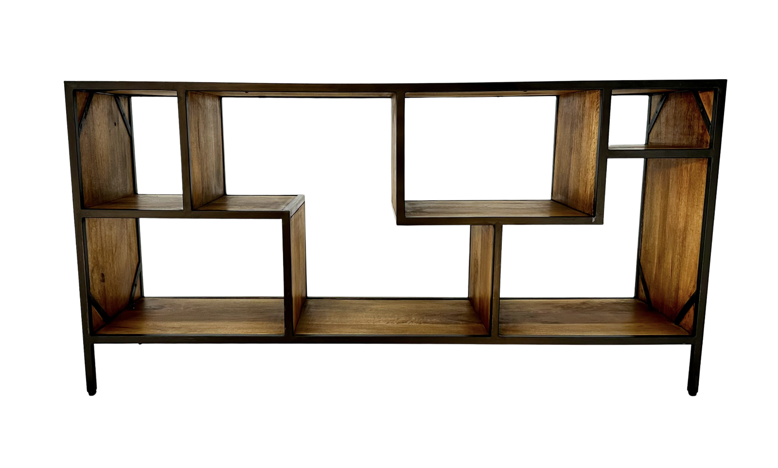 Wood and Steel Multilevel Console