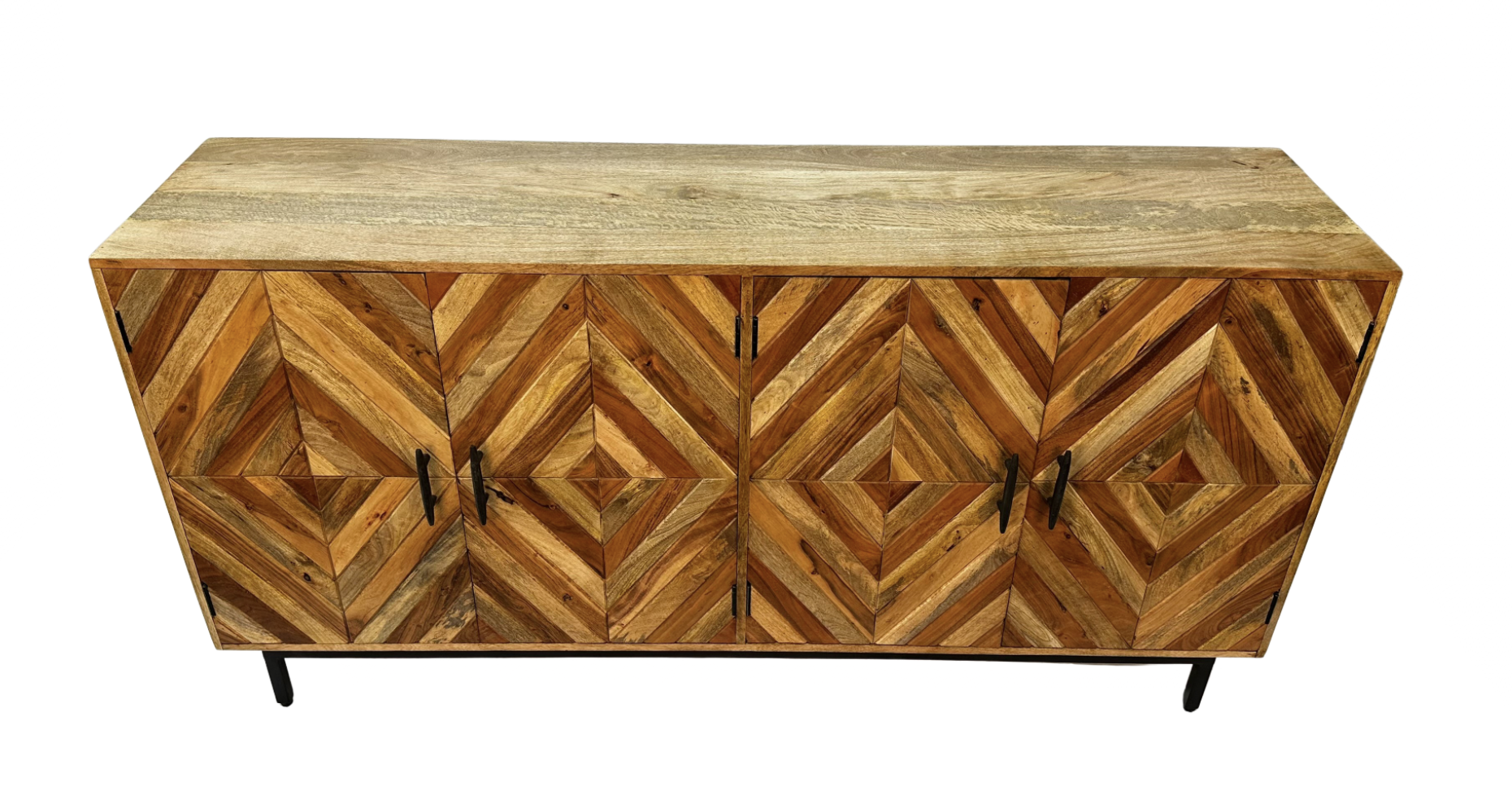 Geometric Wood Sideboard with 4 Doors 