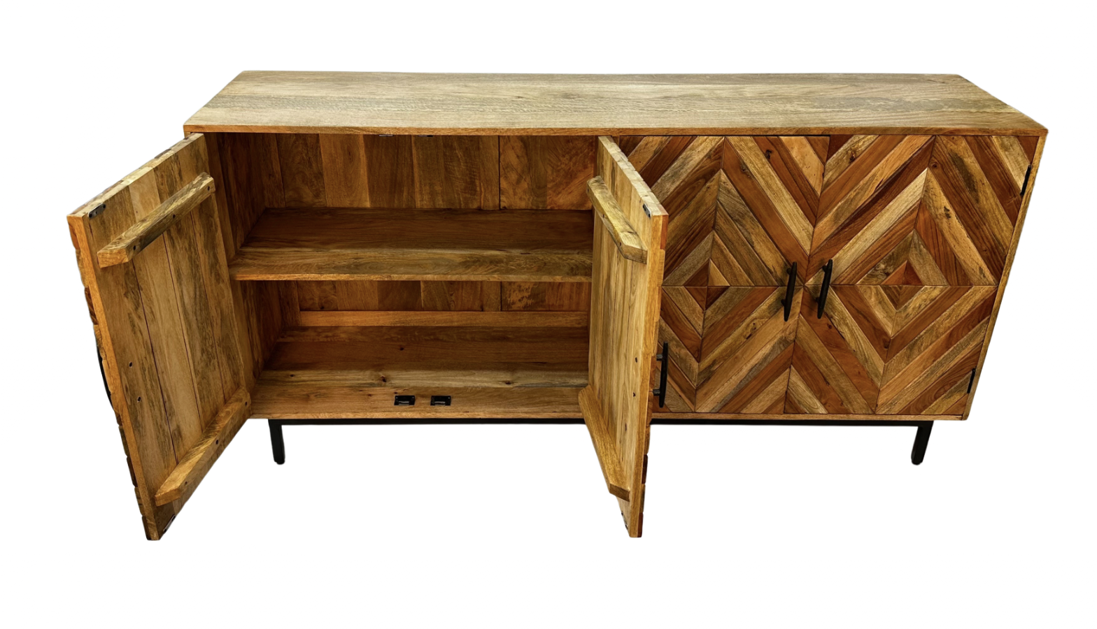 Geometric Wood Sideboard with 4 Doors 