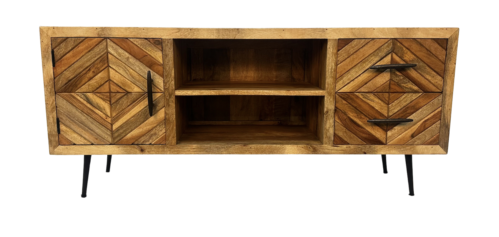Geometric Wood TV Stand 