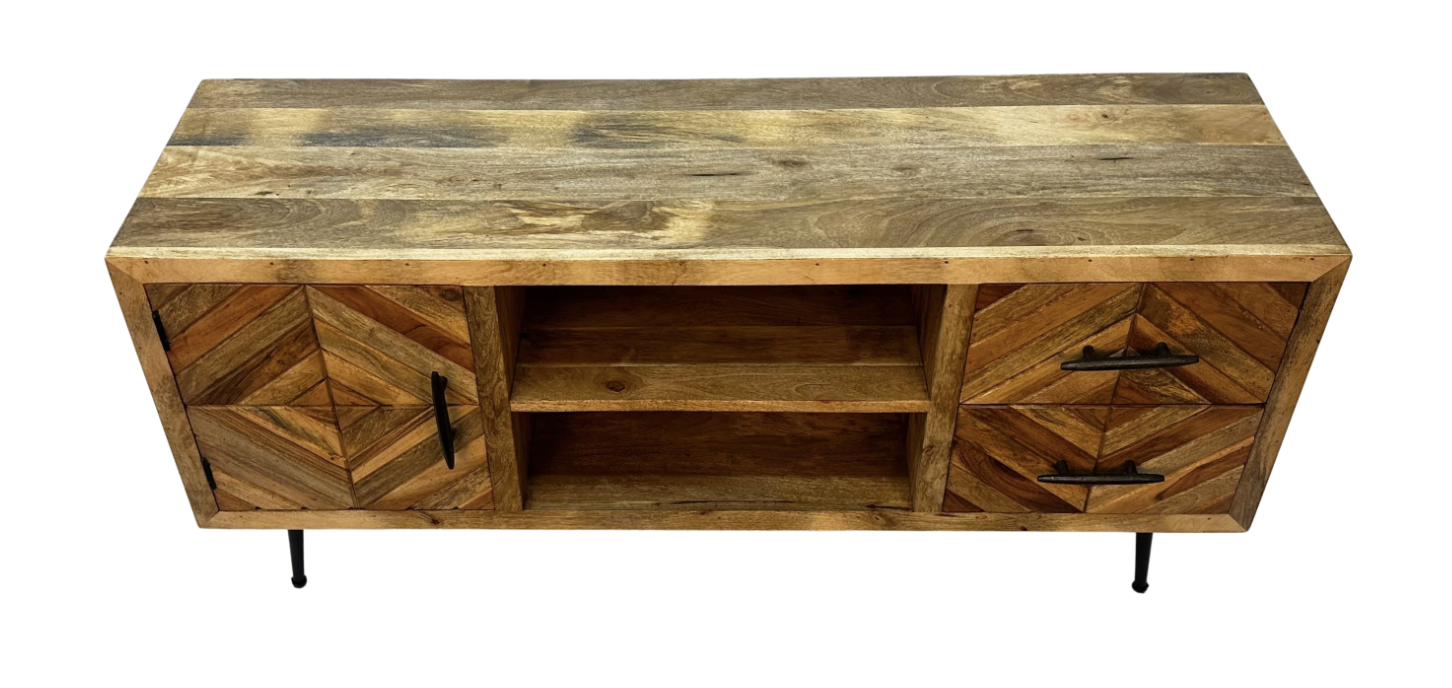 Geometric Wood TV Stand 
