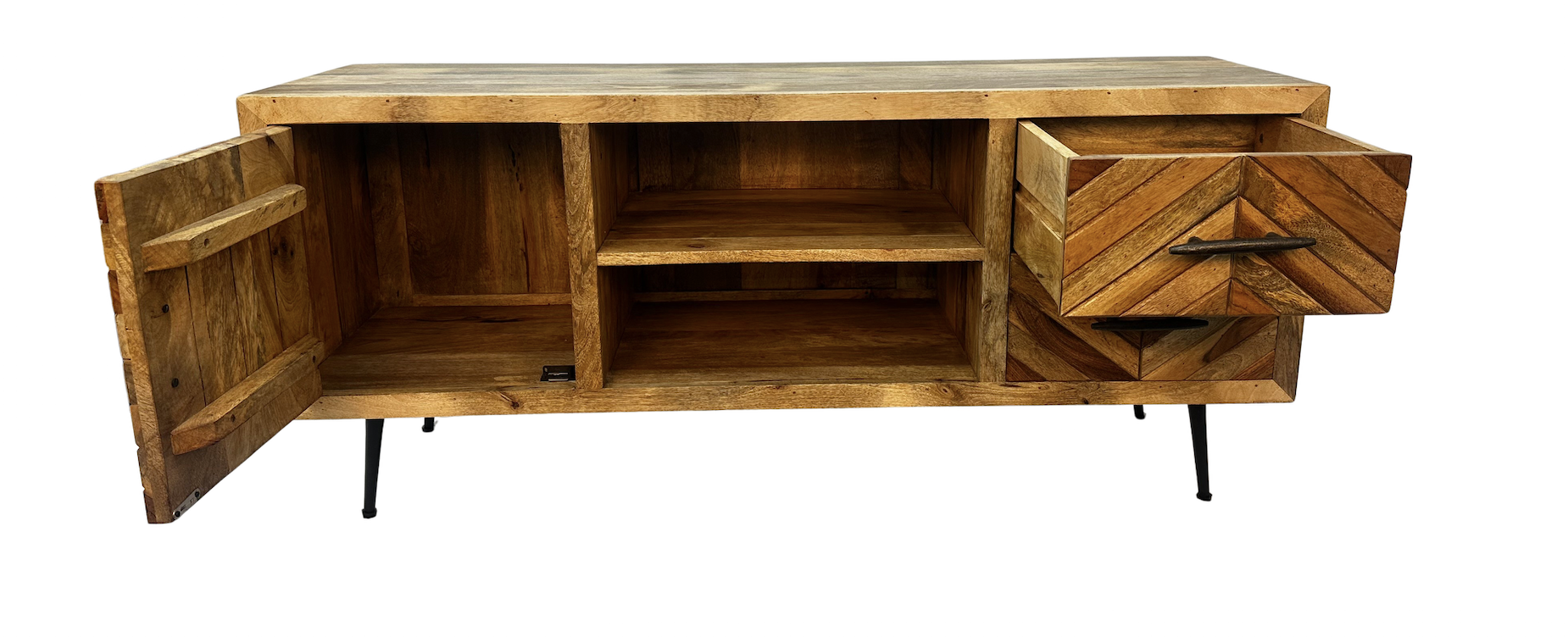 Geometric Wood TV Stand 