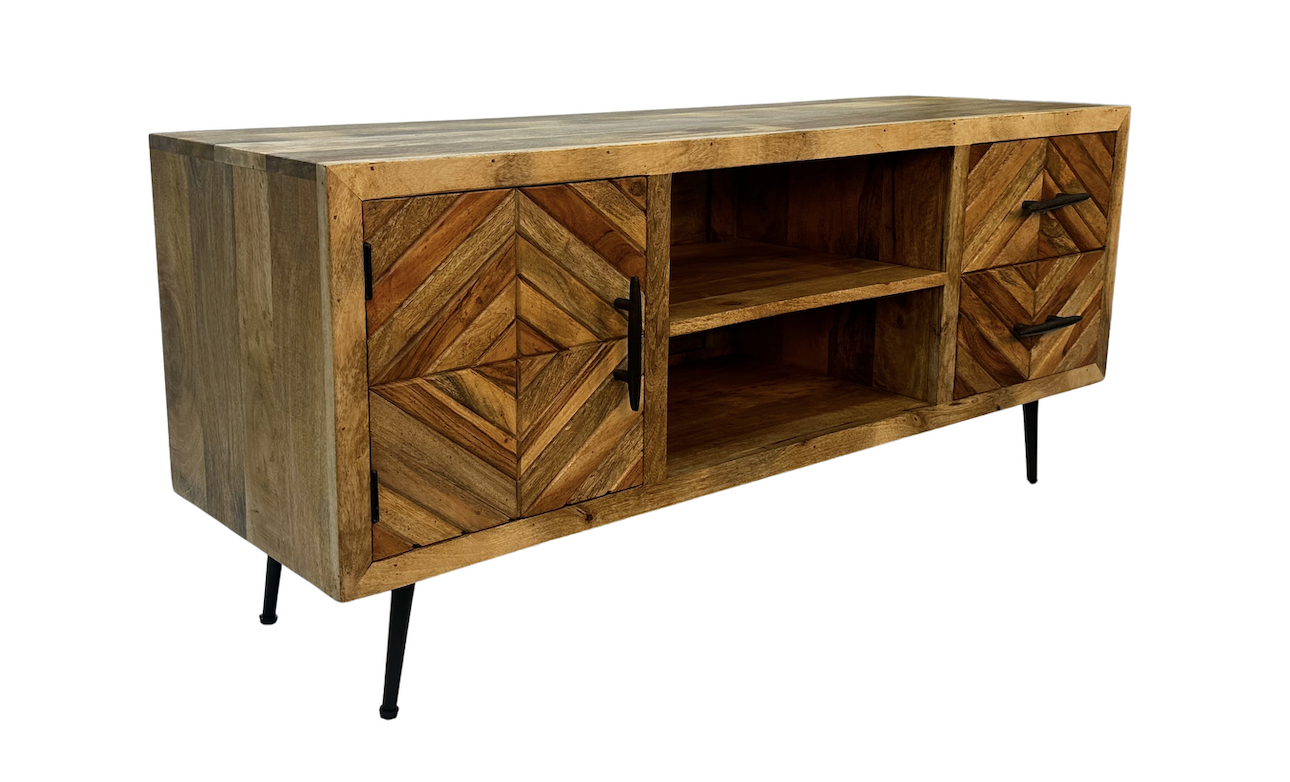 Geometric Wood TV Stand 