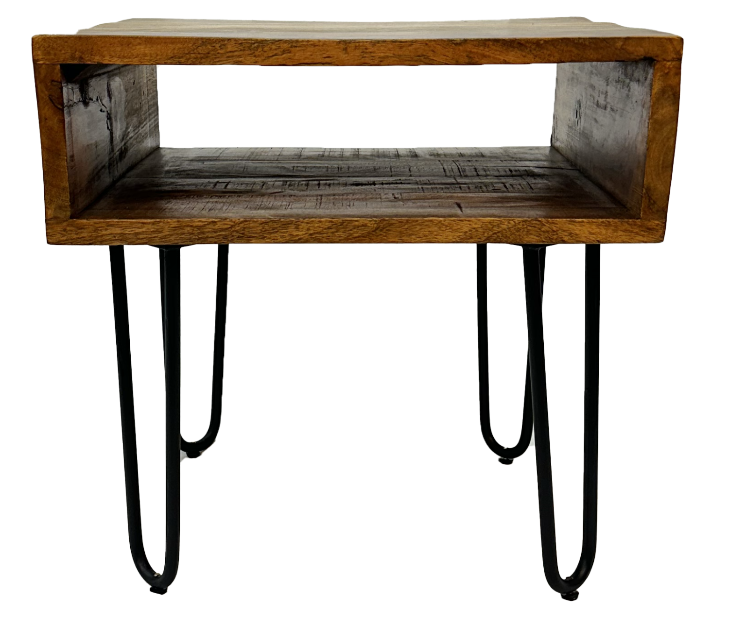 Wood Side Table with Hairpin Legs