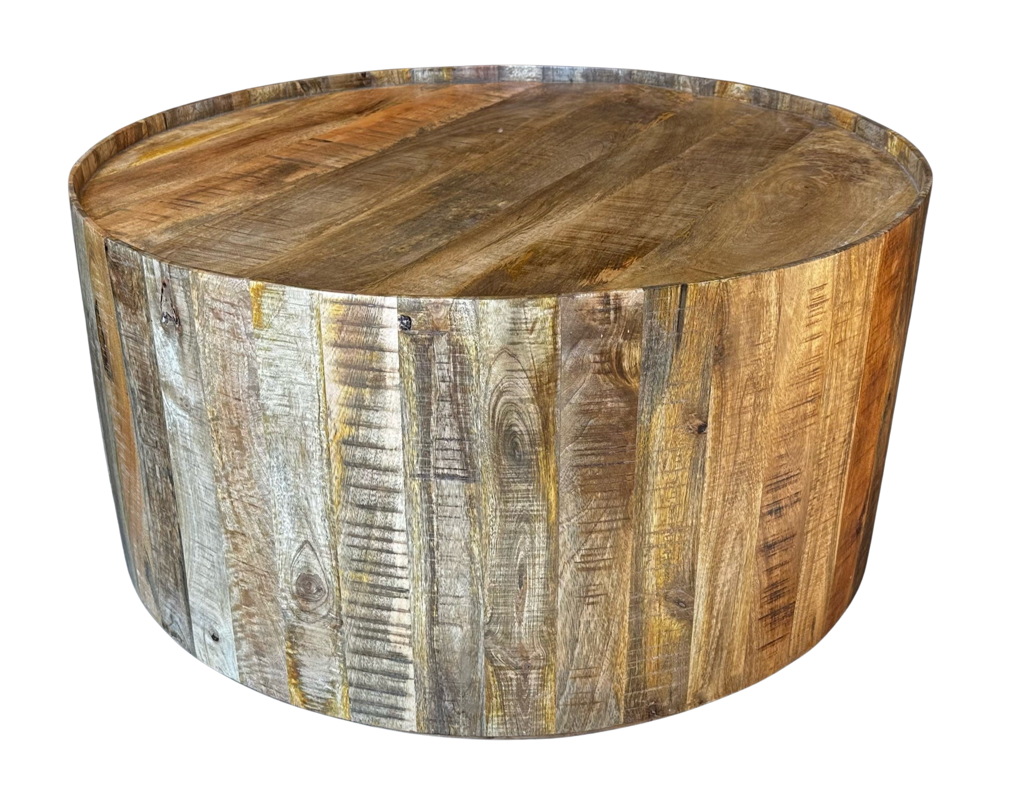 Round Wood Drum Coffee Table