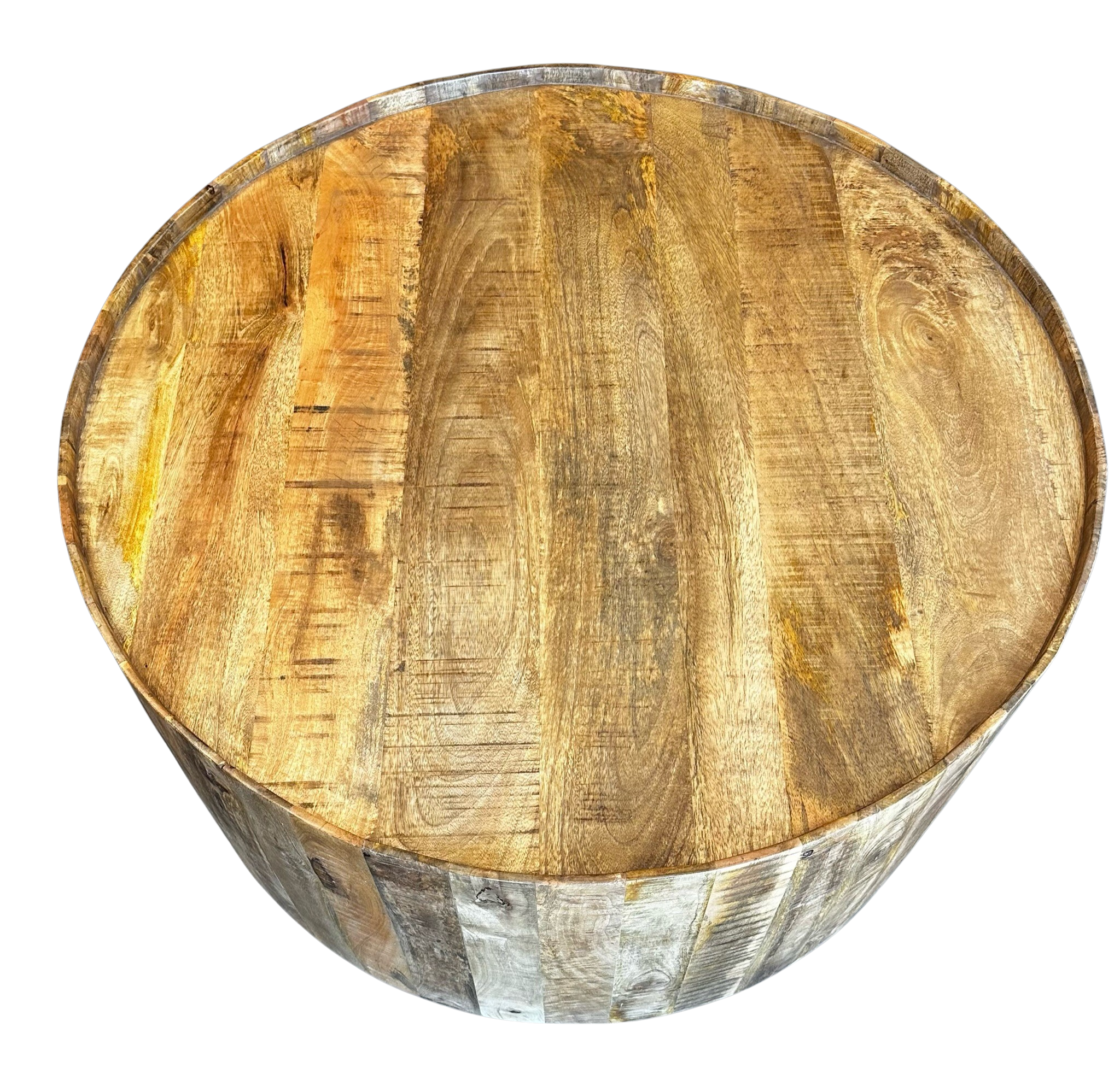 Round Wood Drum Coffee Table