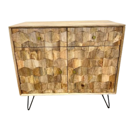Wood Geometric Sideboard with 2 Doors and 1 Drawer